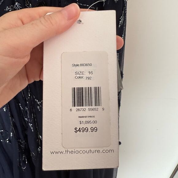 NWT NEW Theia Blue Beaded Evening Gown Size 16 - Picture 5 of 6